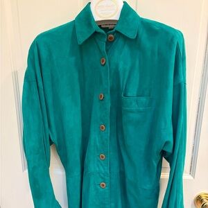 Emerald Green Luxury Lambsuede Shirt Jacket